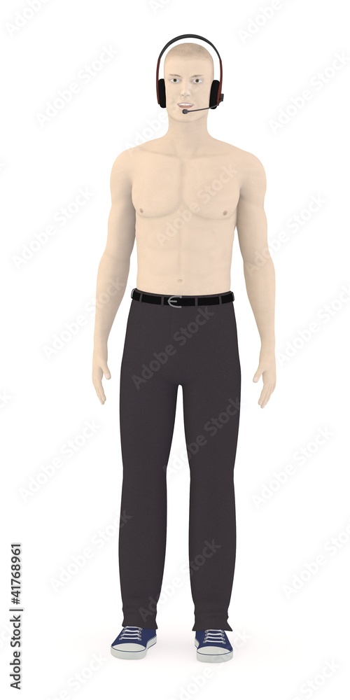 Fototapeta premium 3d render of artifical character with headphones