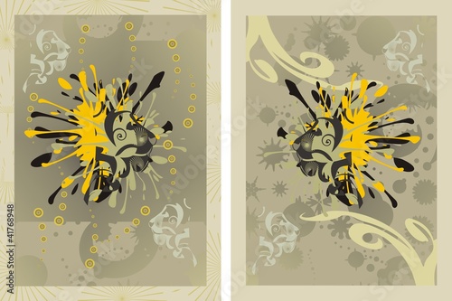 Lions - a vector abstract decorative background, a diptych