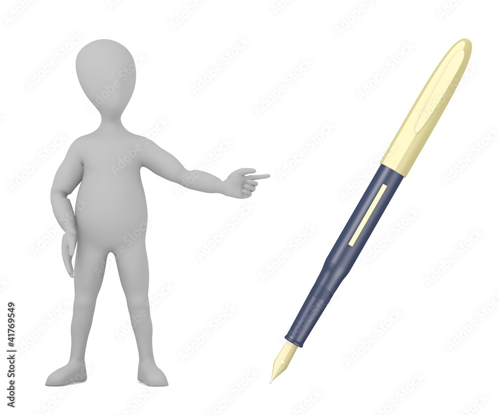 3d render of cartoon character with luxury pen 3d render of cartoon character with luxury pen