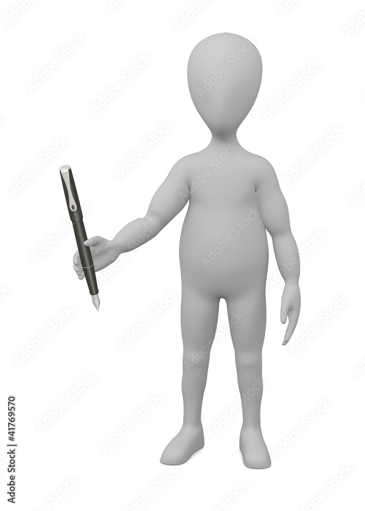 3d render of cartoon character with luxury pen 3d render of cartoon character with luxury pen