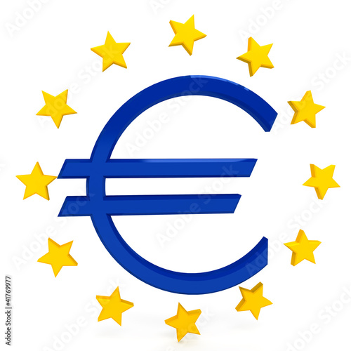 Euro sign over white background