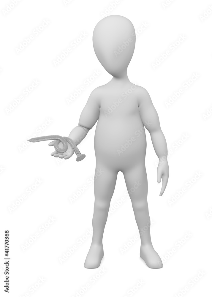 3d render of cartoon character with bended nail 3d render of cartoon character with bended nail