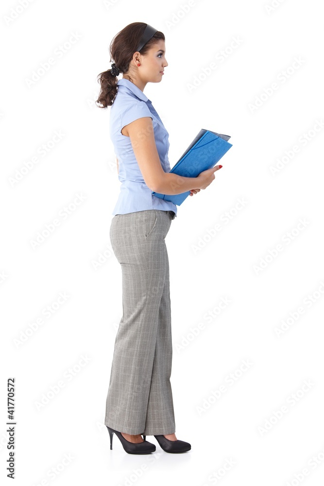 Young woman with folders Young woman with folders
