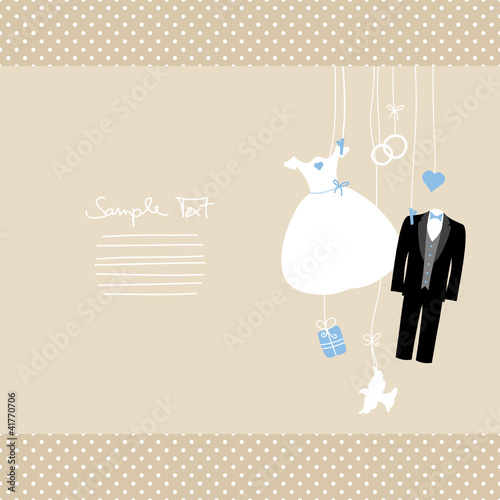 Hanging Wedding Symbols Blue Beige Dots