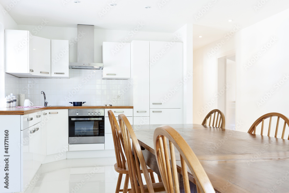 interior house, large modern kitchen, dining table interior house, large modern kitchen, dining table