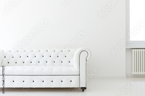 interior, leather sofa in white room
