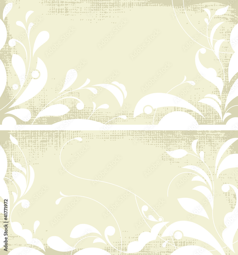 Two grunge backgrounds with ornamental white leaves Two grunge backgrounds with ornamental white leaves