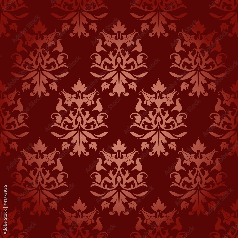 Seamless Flowers/Leafs Damask Pattern Dark Red Seamless Flowers/Leafs Damask Pattern Dark Red