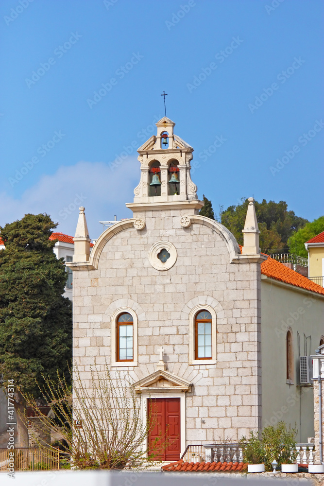 Little church in small fishing place on Mediterranean coast, Tri