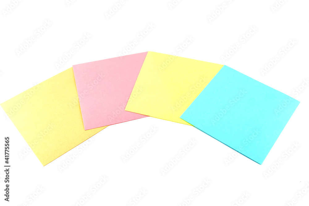 Four color reminder notes over white Four color reminder notes over white