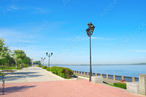 View on quay of river Volga in the city Samara