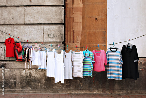 Makeshift Clothesline in Slums