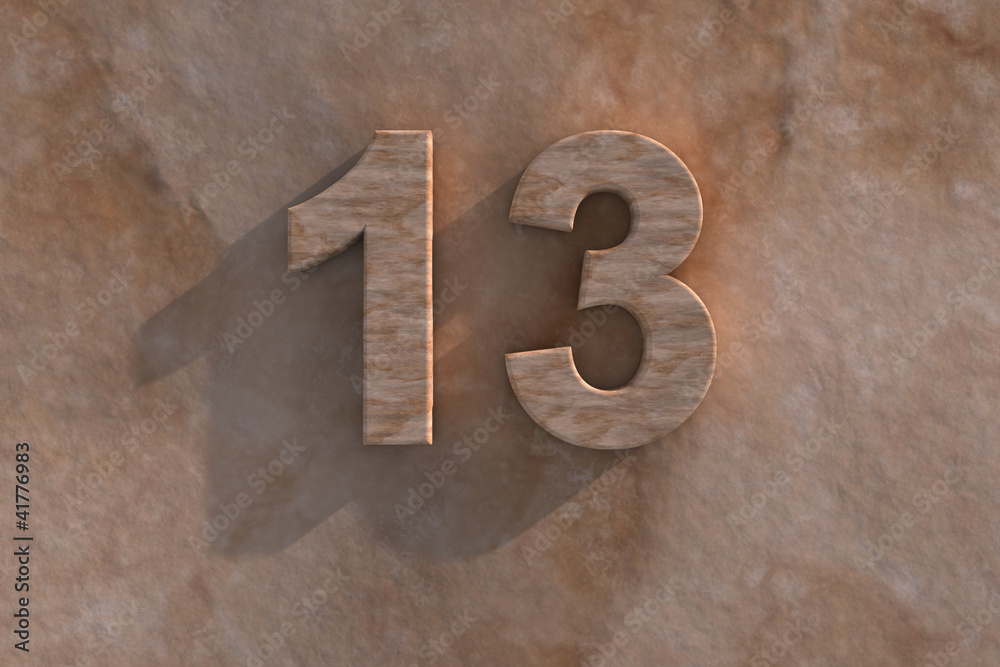 Number13carved from marble on marble base Number13carved from marble on marble base