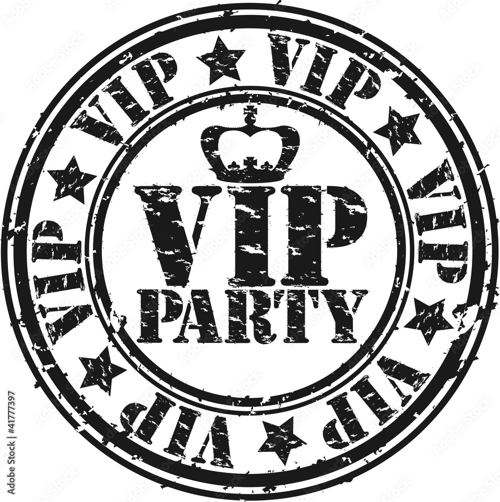 vip party rubber stamp, vector illustration