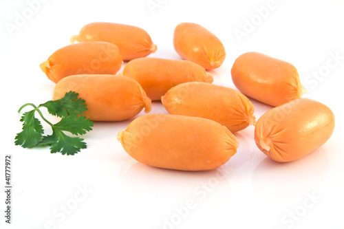 Smoked Sausages isolated on a white background