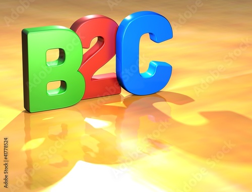 Word B2C on yellow background photo