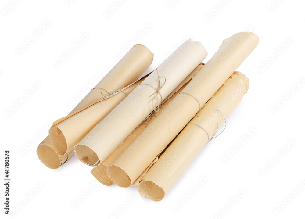 Many scrolls isolated on white isolated on white Many scrolls isolated on white isolated on white