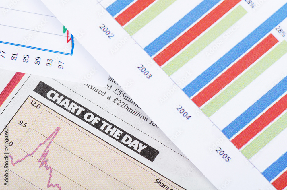 Graphs, charts, business table. The workplace of business people Graphs, charts, business table. The workplace of business people