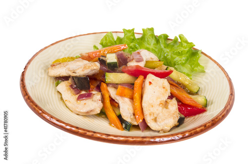 Grilled vegetables and chicken fillet