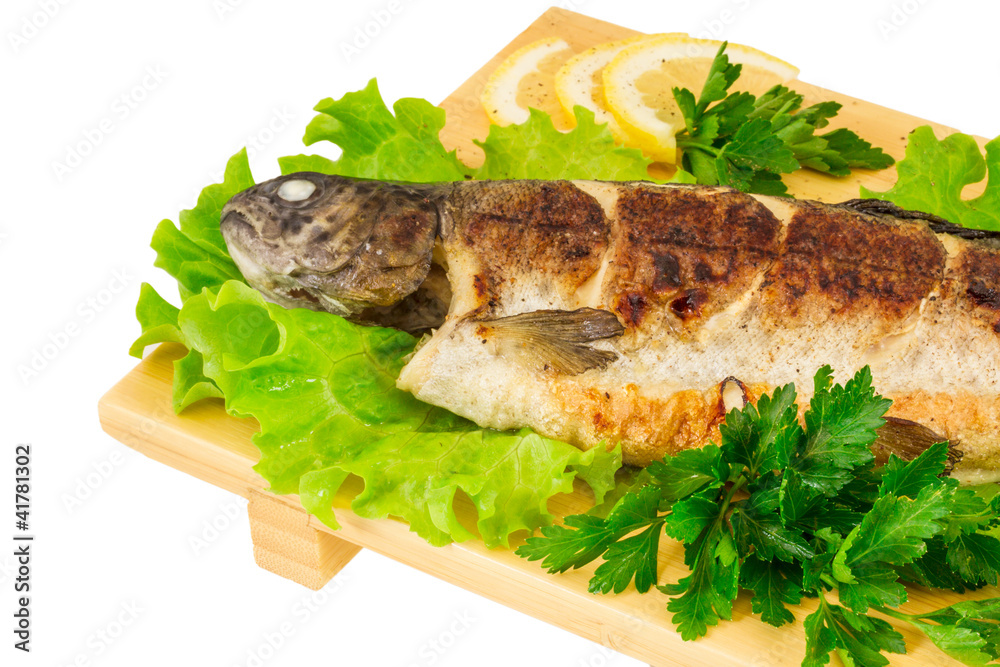 Roasted striped sea bass