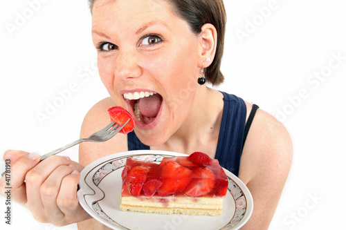 Obraz w ramie lecker Erdbeerkuchen