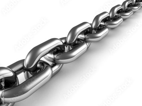 metal chain close up on white background