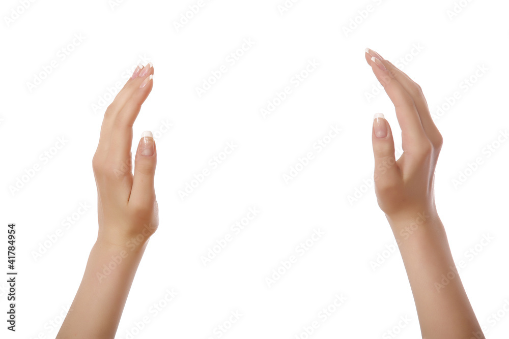 Beautiful woman hands with french manicure Beautiful woman hands with french manicure