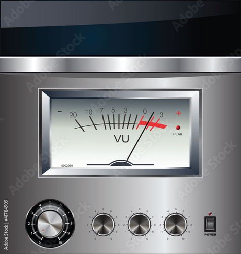 VU Meter on silver background
