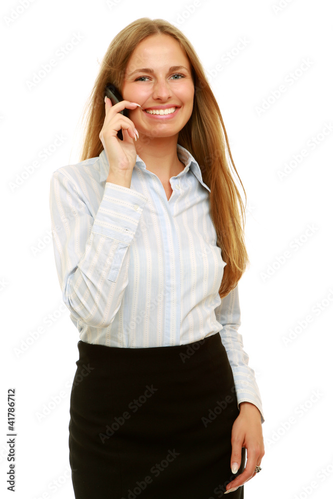 Businesswoman on phone on white background Businesswoman on phone on white background