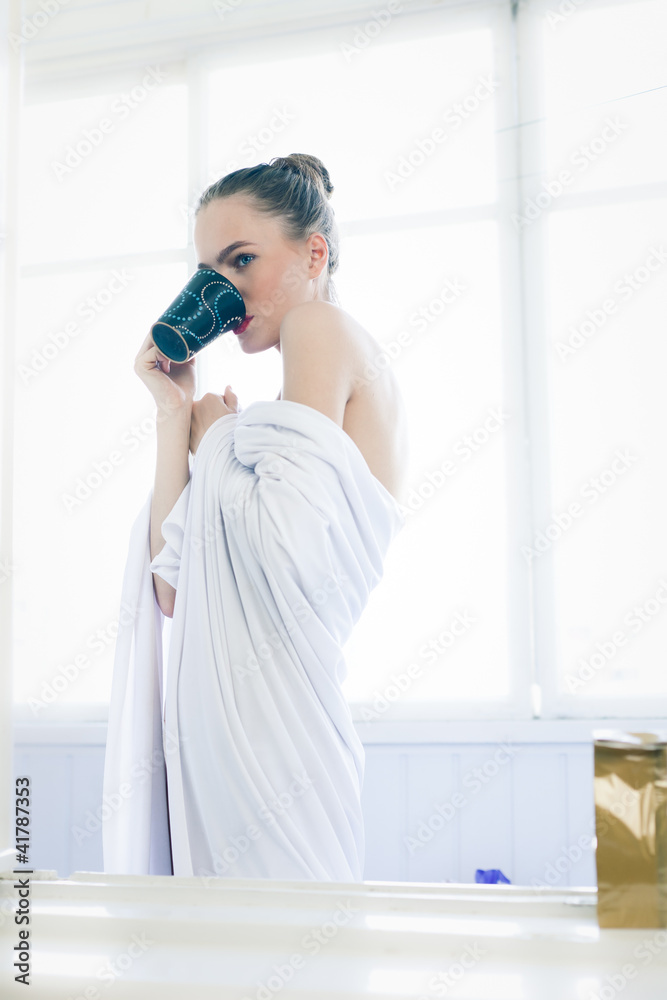 Girl with hot drink Girl with hot drink