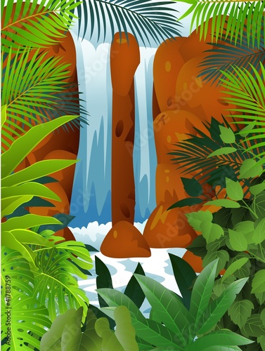 cascades de la forêt tropicale avec des animaux