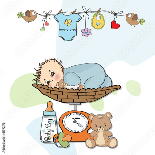 baby boy weighed on the scale