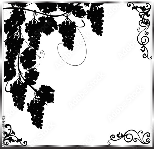 grapes and vine black frame