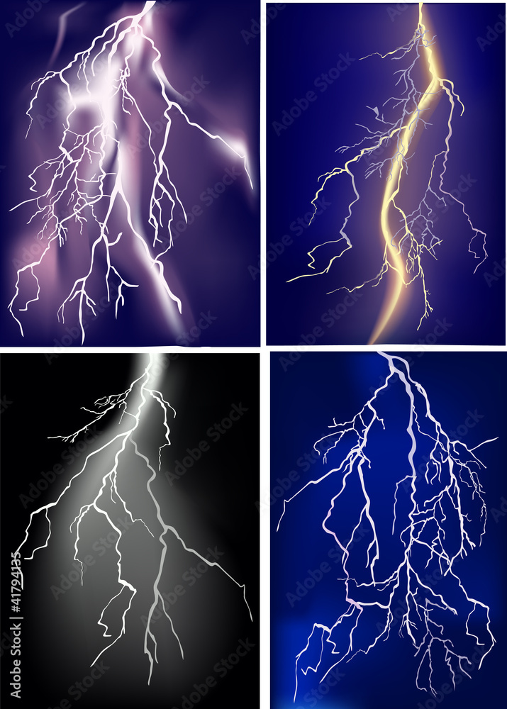 Obraz premium four lightnings in dark sky