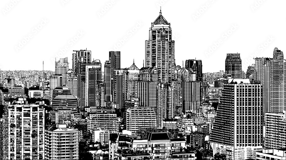 Obraz premium Panoramic view of modern Bangkok near Asok