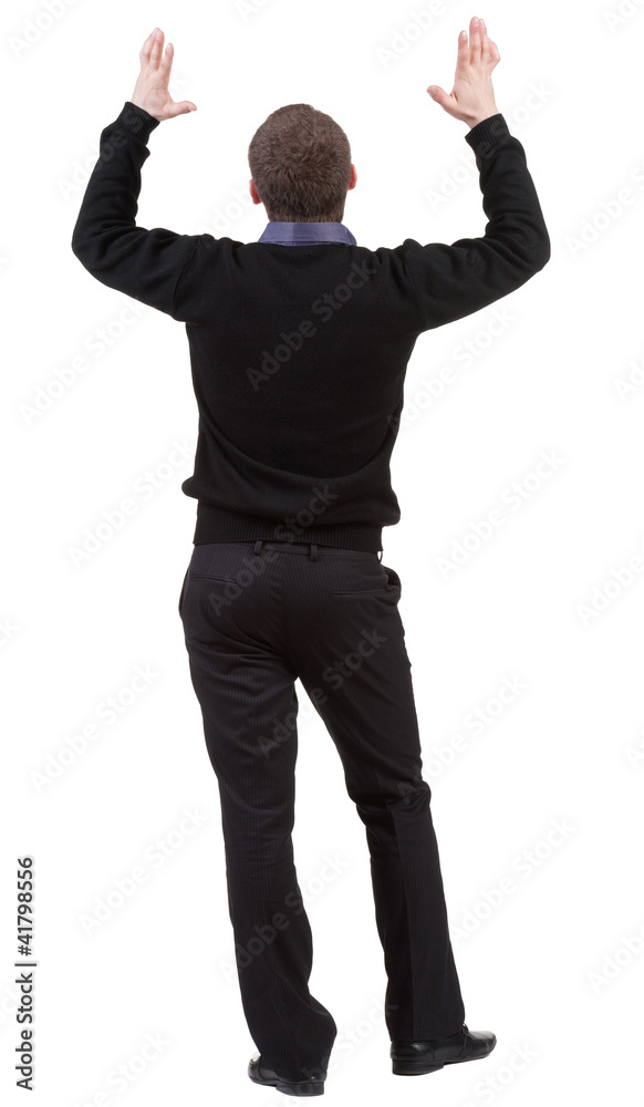 Back view of shocked business man