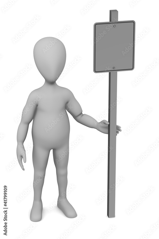 3d render of cartoon character with traffic sign 3d render of cartoon character with traffic sign