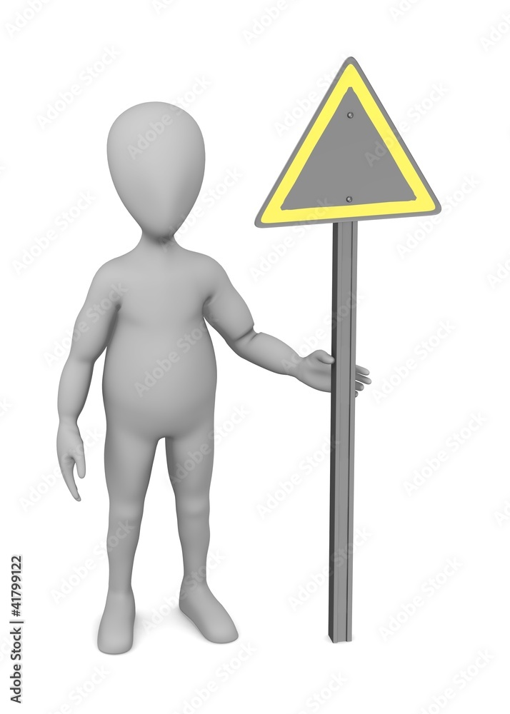 3d render of cartoon character with traffic sign 3d render of cartoon character with traffic sign
