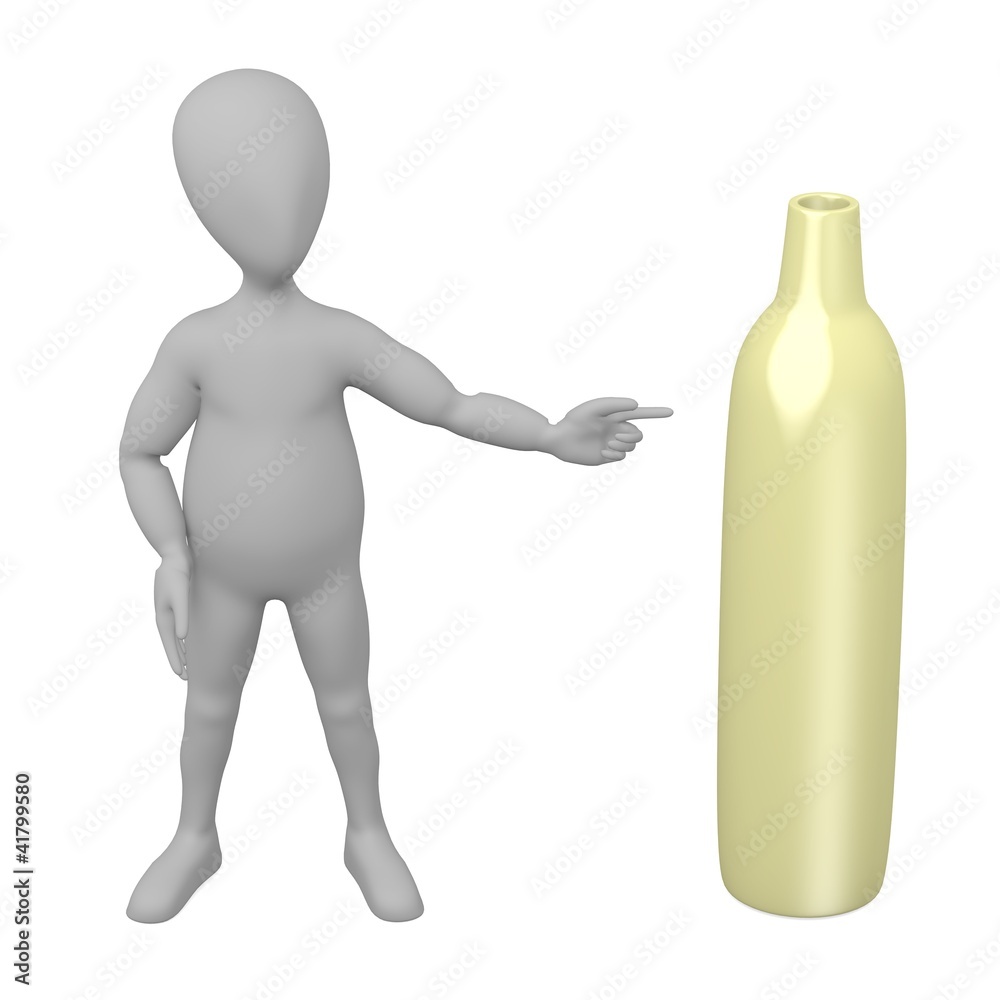 3d render of cartoon character with vase 3d render of cartoon character with vase