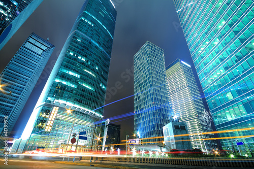 Принти на полотні Long exposure shooting night busy street in Shanghai pudong