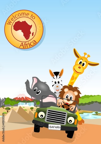 Canvas Print african animals in the car