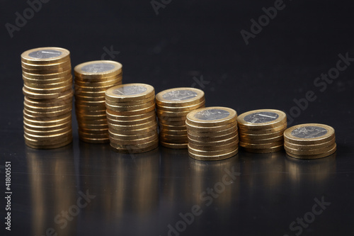 coins on the black background