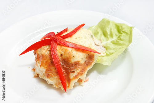 roasted meat with cheese