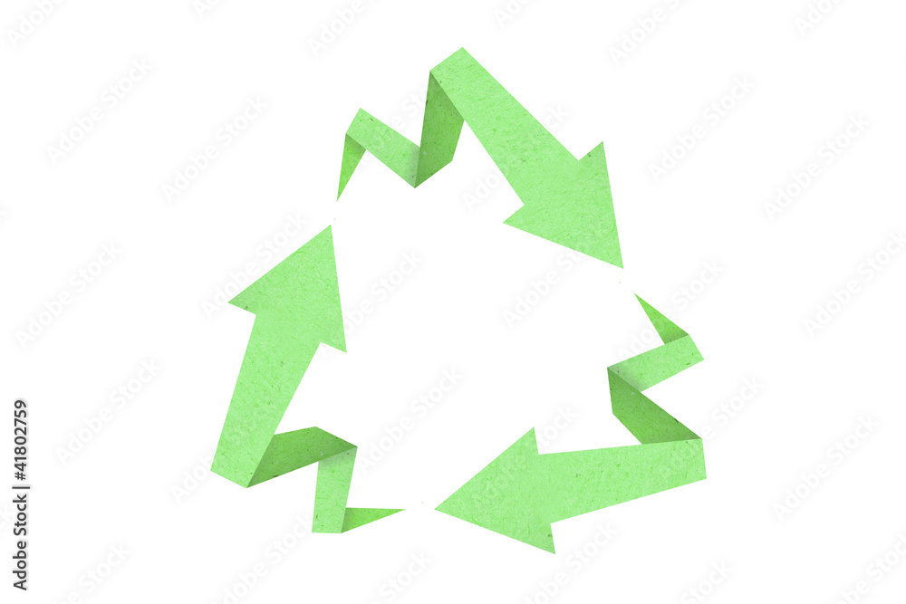 Recycle sign created with arrow origami paper texture style Recycle sign created with arrow origami paper texture style