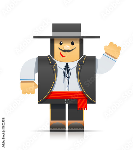 spanish man origami toy vector illustration isolated on white