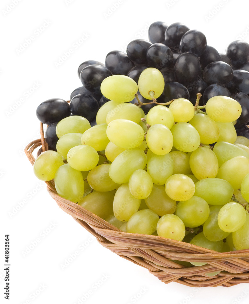 fresh grape fruits and wicker basket plate fresh grape fruits and wicker basket plate