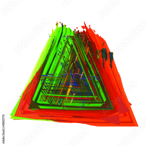 Red and green triangle art abstract paint illustration