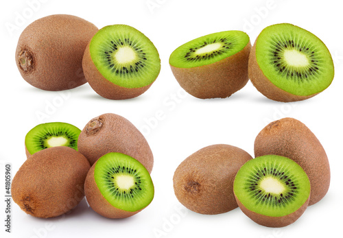 Set of ripe kiwi fruits