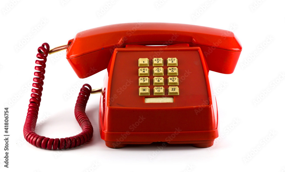 Old red phone isolated on white background Old red phone isolated on white background