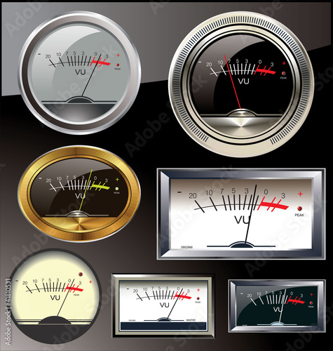 Set of 6 different vu meters
